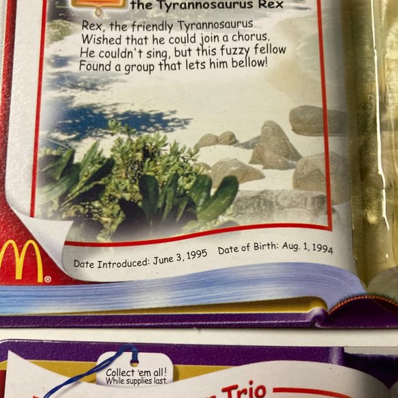McDonald's Ty Beanie Babies "Dinosaur Trio Collection" Steg & Rex New Unopened - Picture 8 of 12